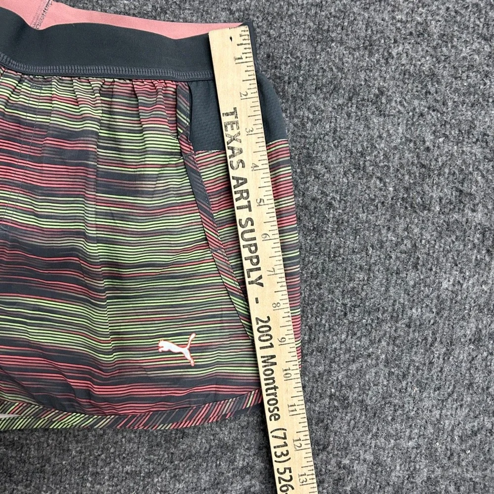 Puma Shorts Womens Size M Gray Pink Striped Athletic Running Gym Workout DryCell